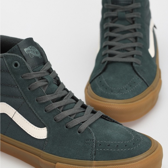 Vans Men's High-Top Sneakers - Green and White - Picture 3 of 7